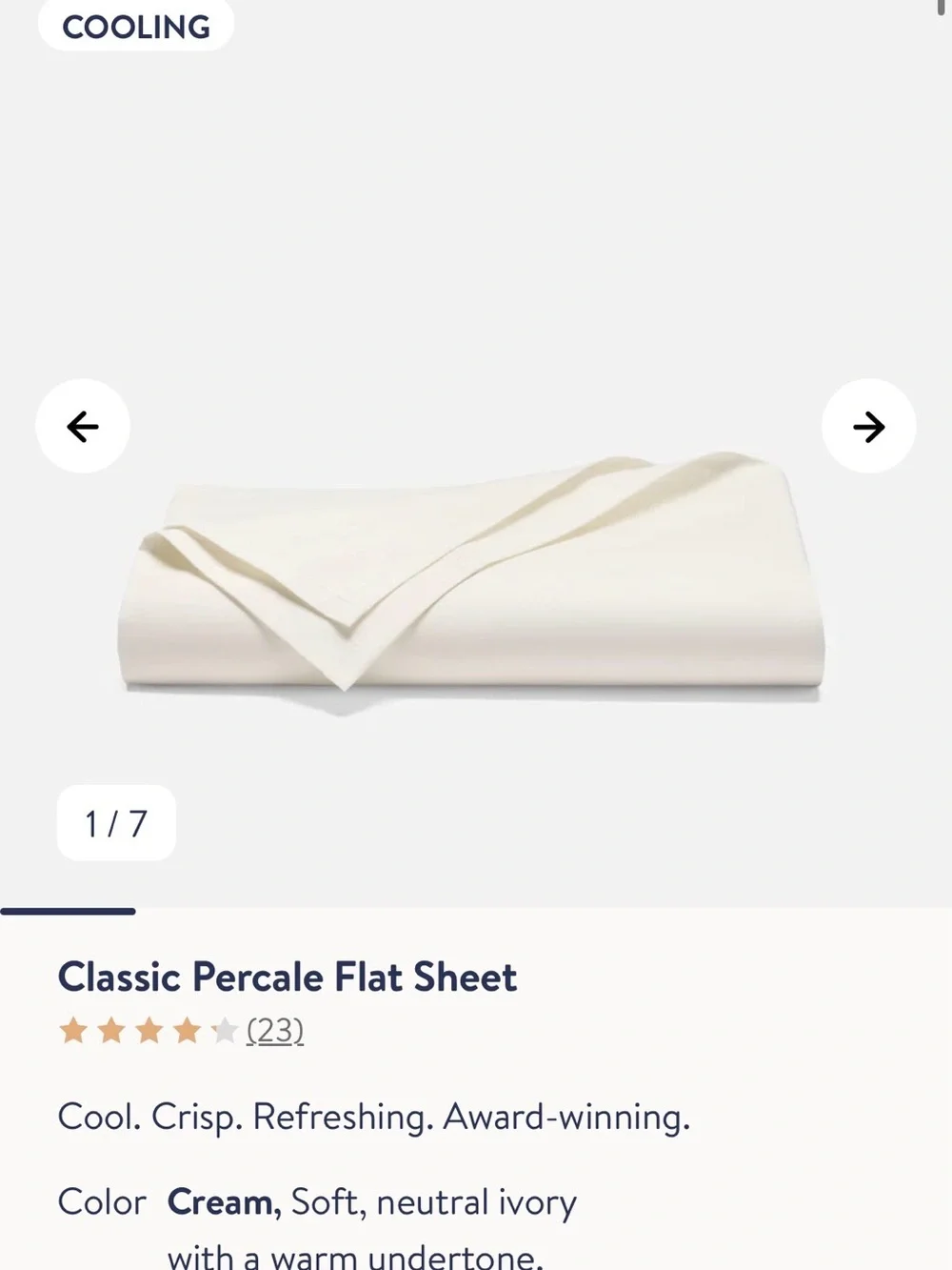 Brooklinen Classic Percale King Flat Sheet NWT